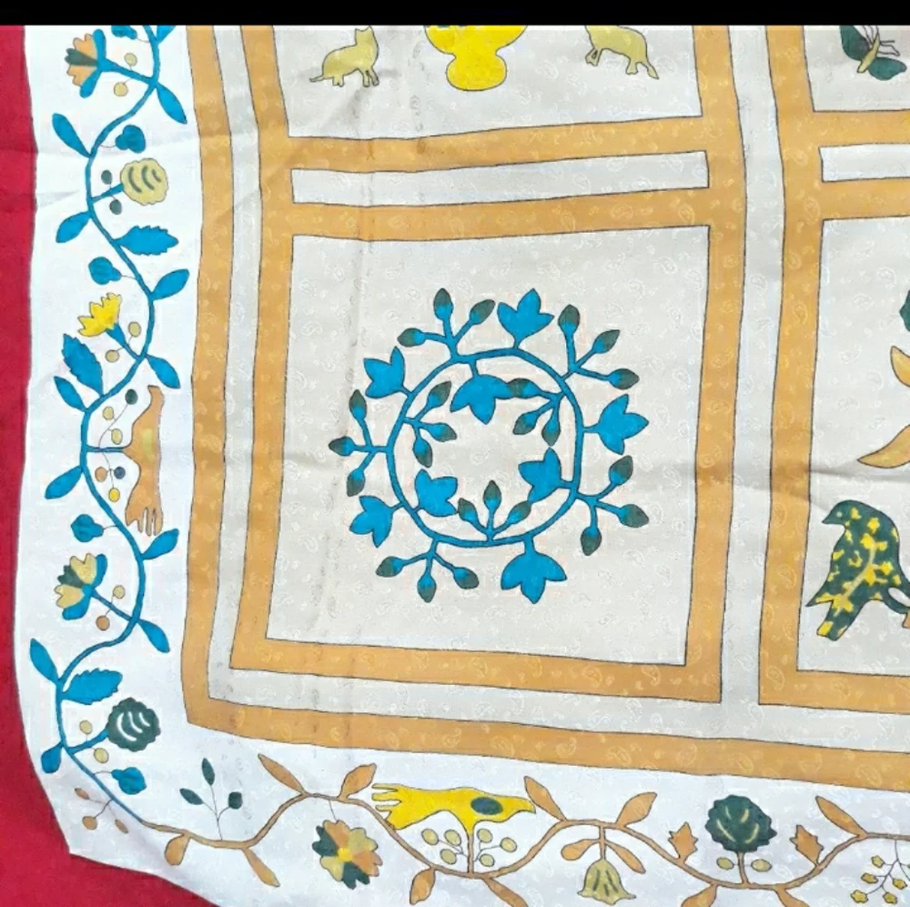 Laura Biagiotti silk scarf block floral animals
